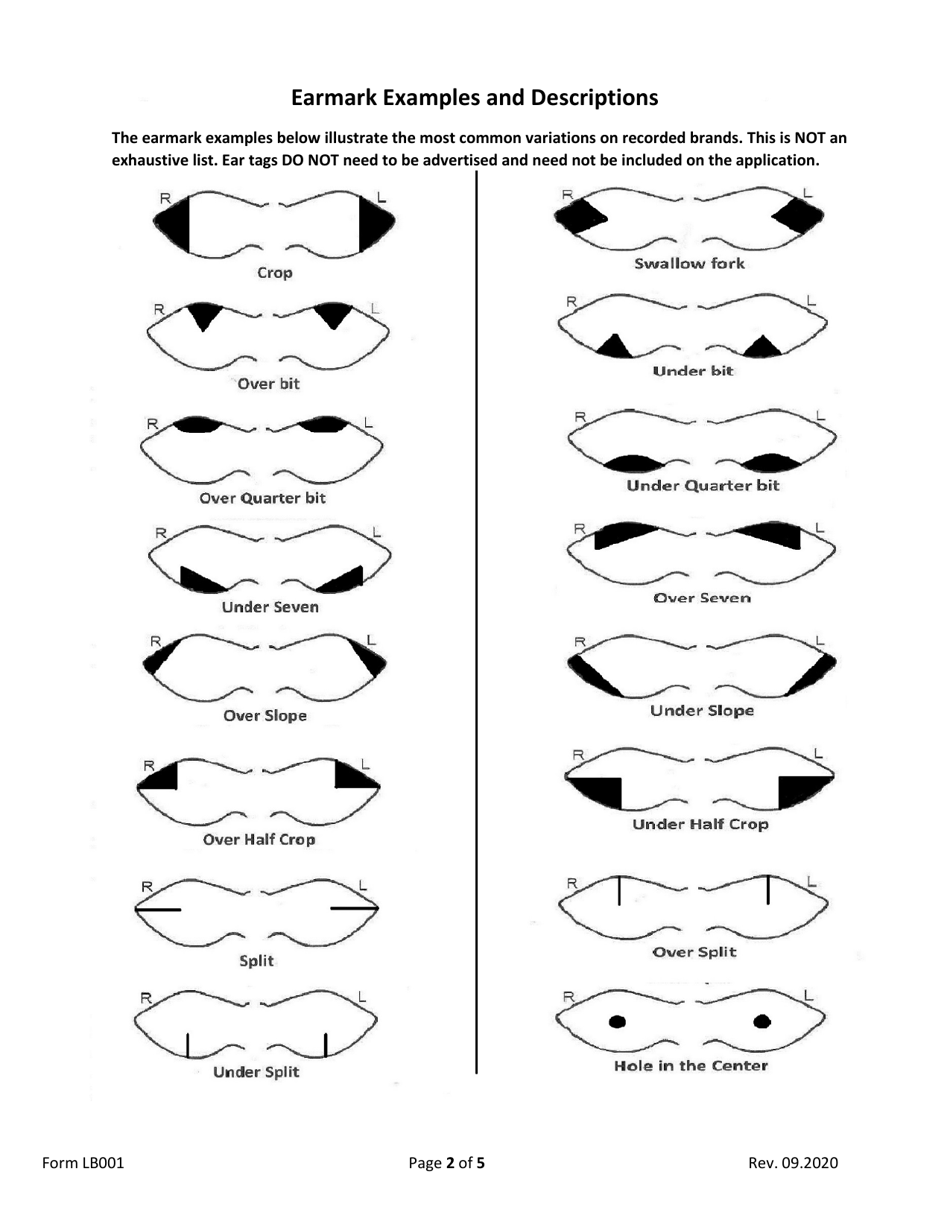 Form LB001 New Livestock Brand Application or Amendment of Recorded Brand - Arizona, Page 2