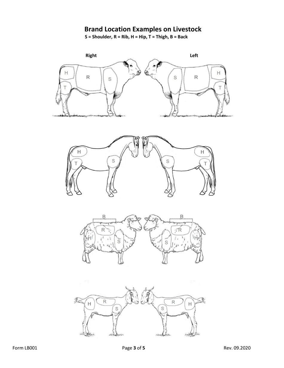 Form LB001 New Livestock Brand Application or Amendment of Recorded Brand - Arizona, Page 3
