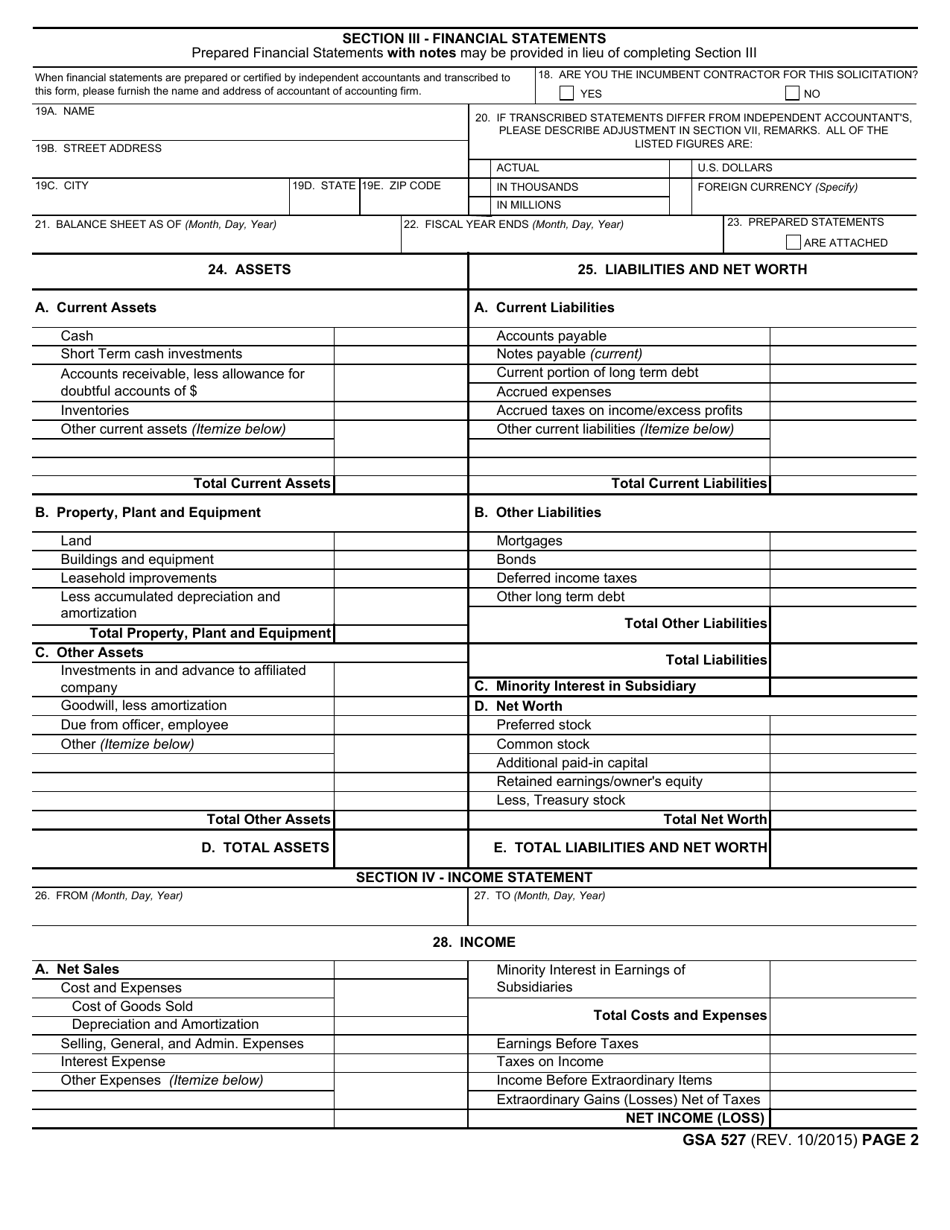 GSA Form 527 - Fill Out, Sign Online and Download Fillable PDF ...