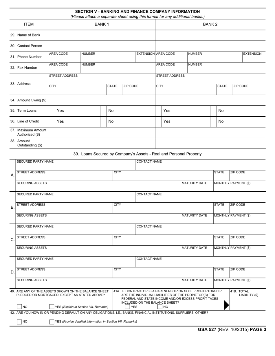 GSA Form 527 Contractors Qualifications and Financial Information, Page 3