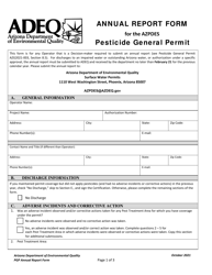 Document preview: Annual Report Form for the AZPDES Pesticide General Permit - Arizona
