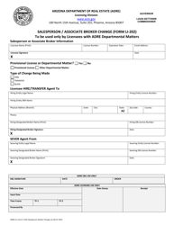 Document preview: Form LI-202 Salesperson/Associate Broker Change - Arizona