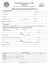 Document preview: Form LI-219 Branch Office Application/Change - Arizona