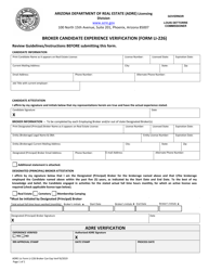 Form LI-226 &quot;Broker Candidate Experience Verification&quot; - Arizona