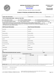 Form LI-235 Change of Personal Information Form - Arizona, Page 2