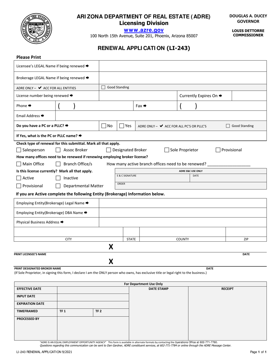 Form LI-243 Download Fillable PDF or Fill Online Renewal Application ...