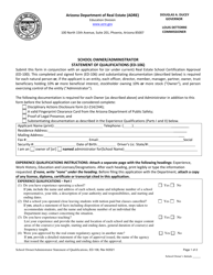 Form ED-106 School Owner/Administrator Statement of Qualifications - Arizona