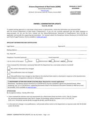 Form ED-108 Owner/Administrator Update - Arizona