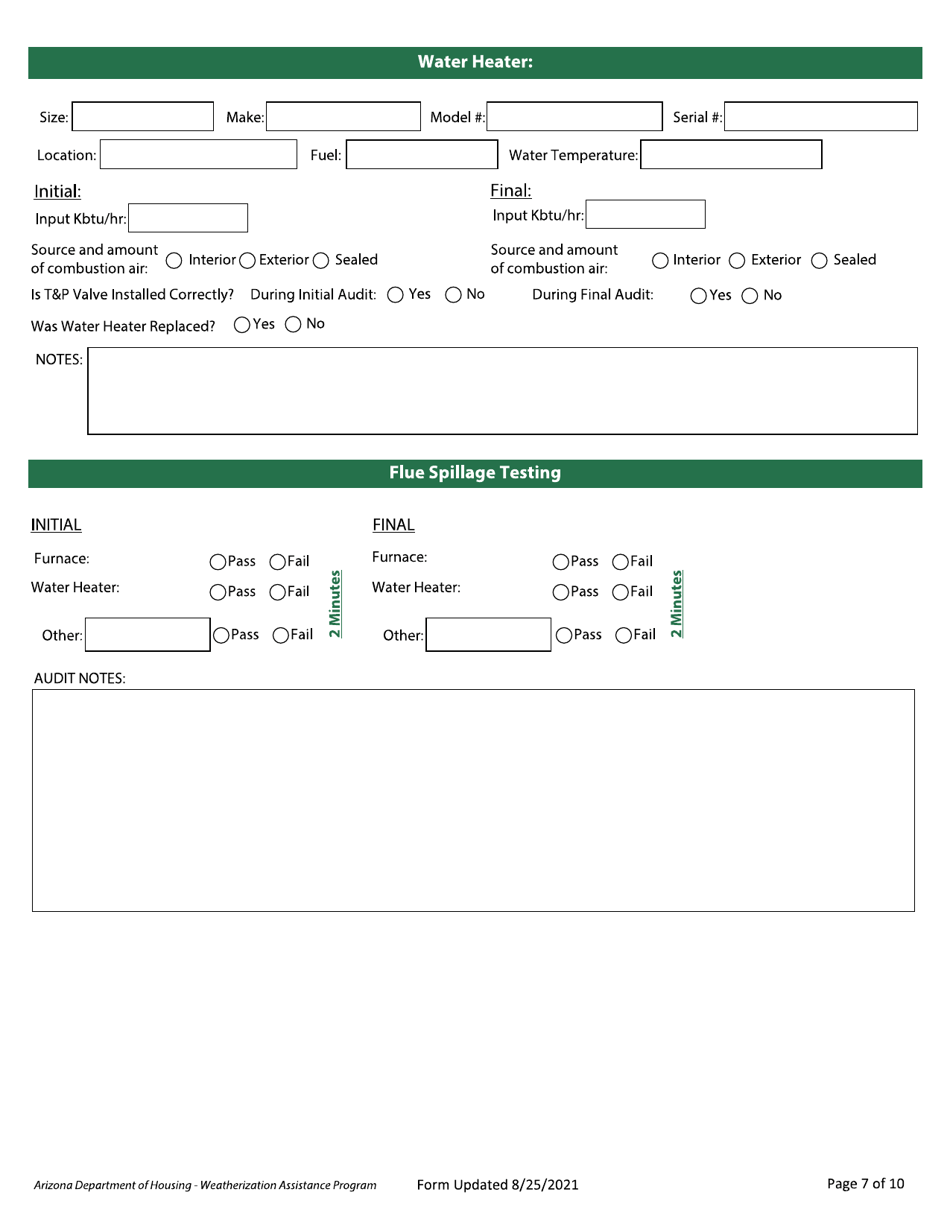 Residential Diagnostic Evaluation - Weatherization Assistance Program - Arizona, Page 7