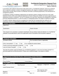 Form CALHR124 &quot;Confidential Designation Request Form&quot; - California