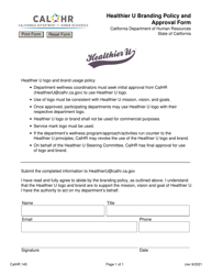 Form CALHR145 &quot;Healthier U Branding Policy and Approval Form&quot; - California