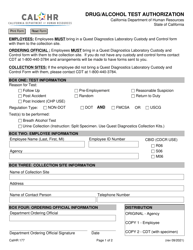 Form CALHR177 &quot;Drug/Alcohol Test Authorization&quot; - California