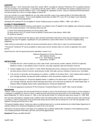 Form CALHR1093 Veterans&#039; Preference for Examinations - California, Page 2