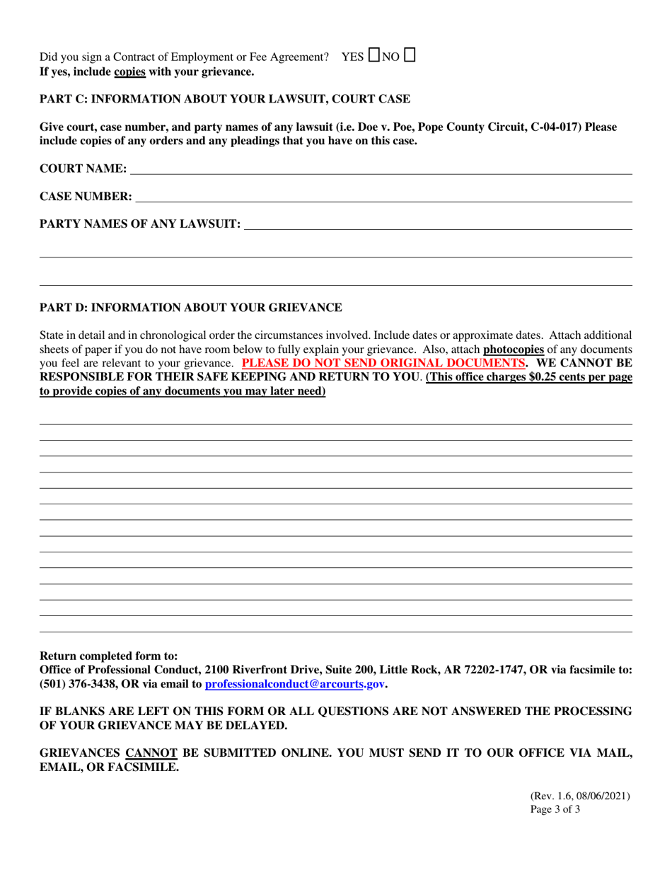 Grievance Form - Arkansas, Page 3