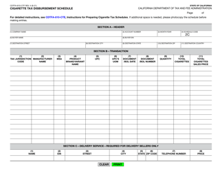Document preview: Form CDTFA-810-CTF Cigarette Tax Disbursement Schedule - California