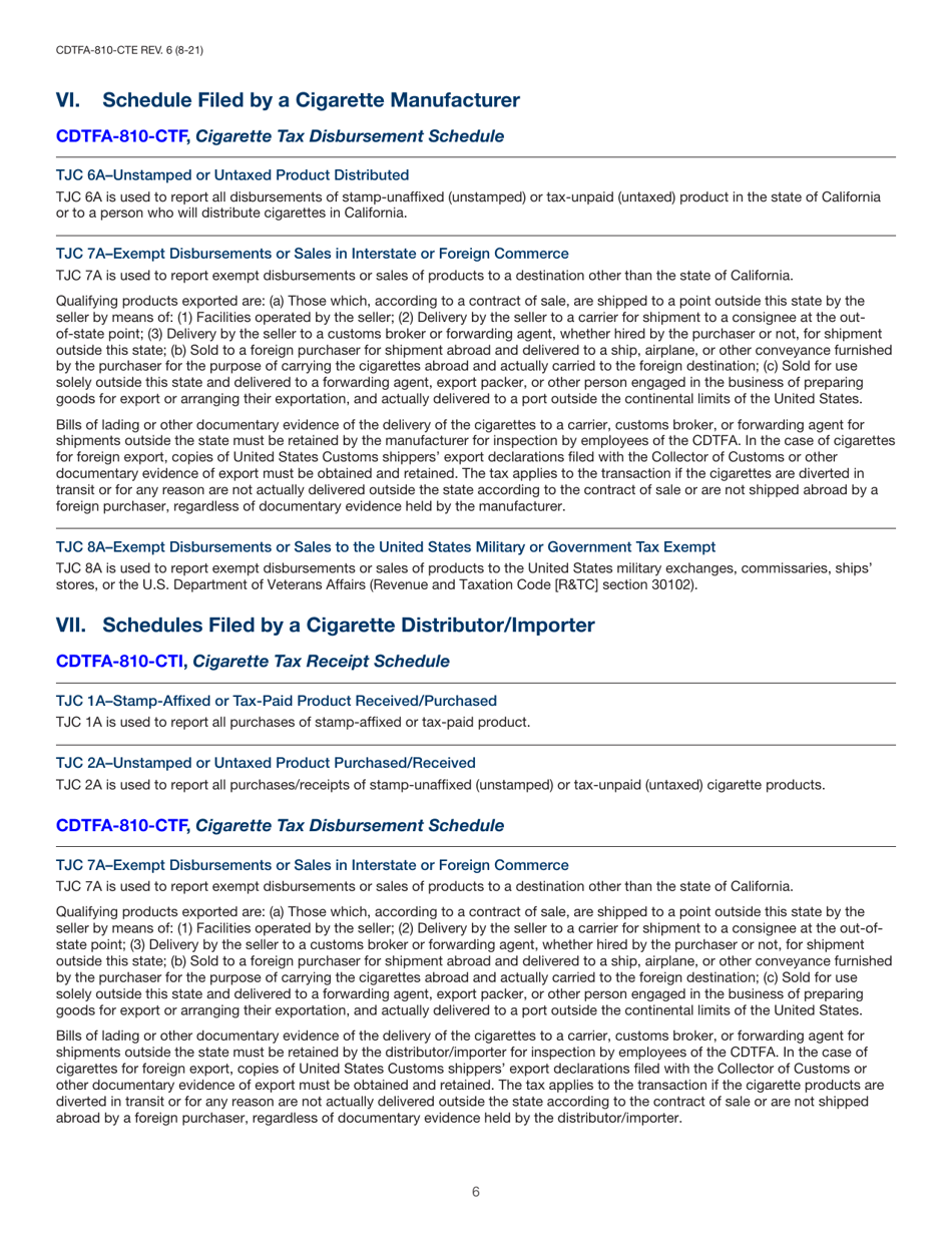 Instructions for Form CDTFA-810-CTF, CDTFA-810-CTI - California, Page 7