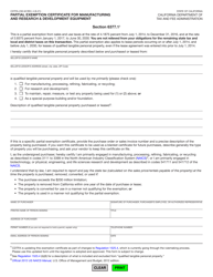 Form CDTFA-230-M &quot;Partial Exemption Certificate for Manufacturing and Research &amp; Development Equipment&quot; - California, Page 2