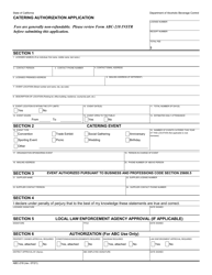 Form ABC-218 &quot;Catering Authorization Application&quot; - California