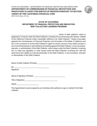 Form DFPI-DC02 &quot;Appointment of Commissioner of Financial Protection and Innovation as Agent for Service of Process Pursuant to Section 100003 of the California Financial Code&quot; - California