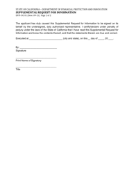 Form DFPI-DC01 Supplemental Request for Information - California, Page 2