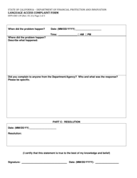 Form DFPI-EEO139 &quot;Language Access Complaint Form&quot; - California, Page 2