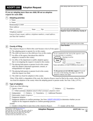Form ADOPT-200 &quot;Adoption Request&quot; - California