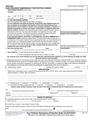 Document preview: Form EPO-002 Gun Violence Emergency Protective Order (Clets-Egv) - California