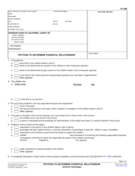 Document preview: Form FL-200 Petition to Determine Parental Relationship (Uniform Parentage) - California