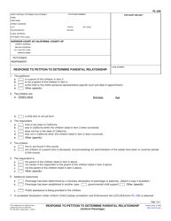 Form FL-220 &quot;Response to Petition to Determine Parental Relationship (Uniform Parentage)&quot; - California