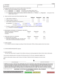 Form FL-220 &quot;Response to Petition to Determine Parental Relationship (Uniform Parentage)&quot; - California, Page 2