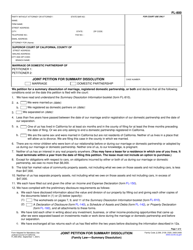 Form FL-800 &quot;Joint Petition for Summary Dissolution&quot; - California