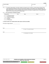 Form JV-410 Findings and Orders After Detention Hearing - California, Page 6