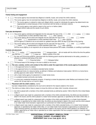 Form JV-421 Dispositional Attachment: Removal From Custodial Parent - Placement With Nonparent - California, Page 2