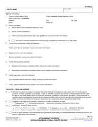 Form JV-535(A) Attachment to Order Designating Educational Rights Holder - California