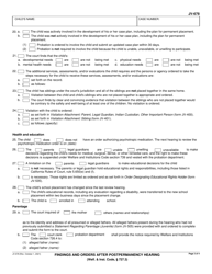 Form JV-678 &quot;Findings and Orders After Postpermanency Hearing - Delinquency&quot; - California, Page 3