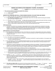 Form JV-674 &quot;Findings and Orders After Permanency Hearing - Delinquency&quot; - California