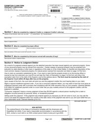 Form JD-CV-5B &quot;Exemption Claim Form Property Execution&quot; - Connecticut