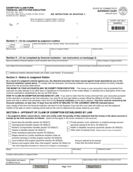Document preview: Form JD-CV-24A Exemption Claim Form - Financial Institution Execution - Connecticut