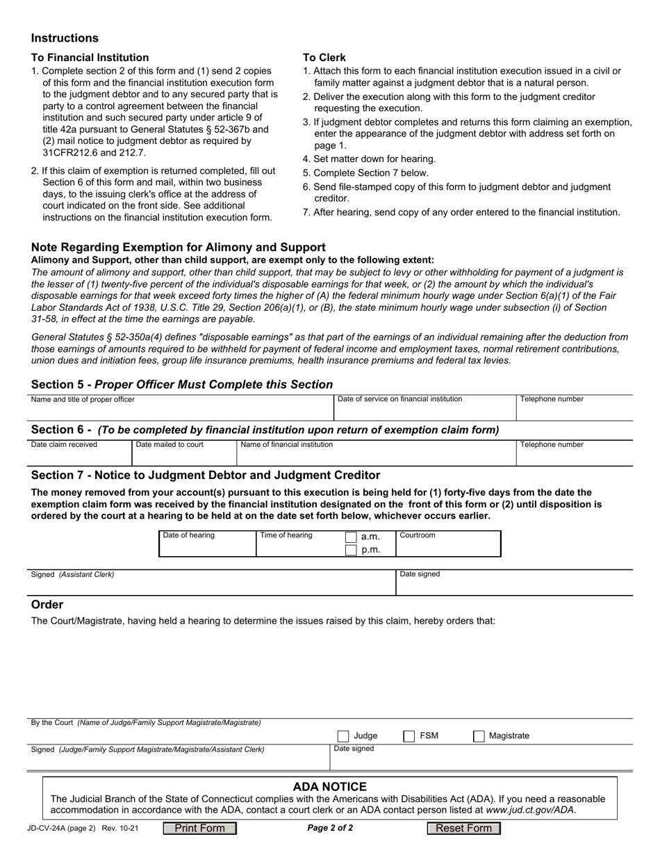 Form JD-CV-24A - Fill Out, Sign Online and Download Fillable PDF ...