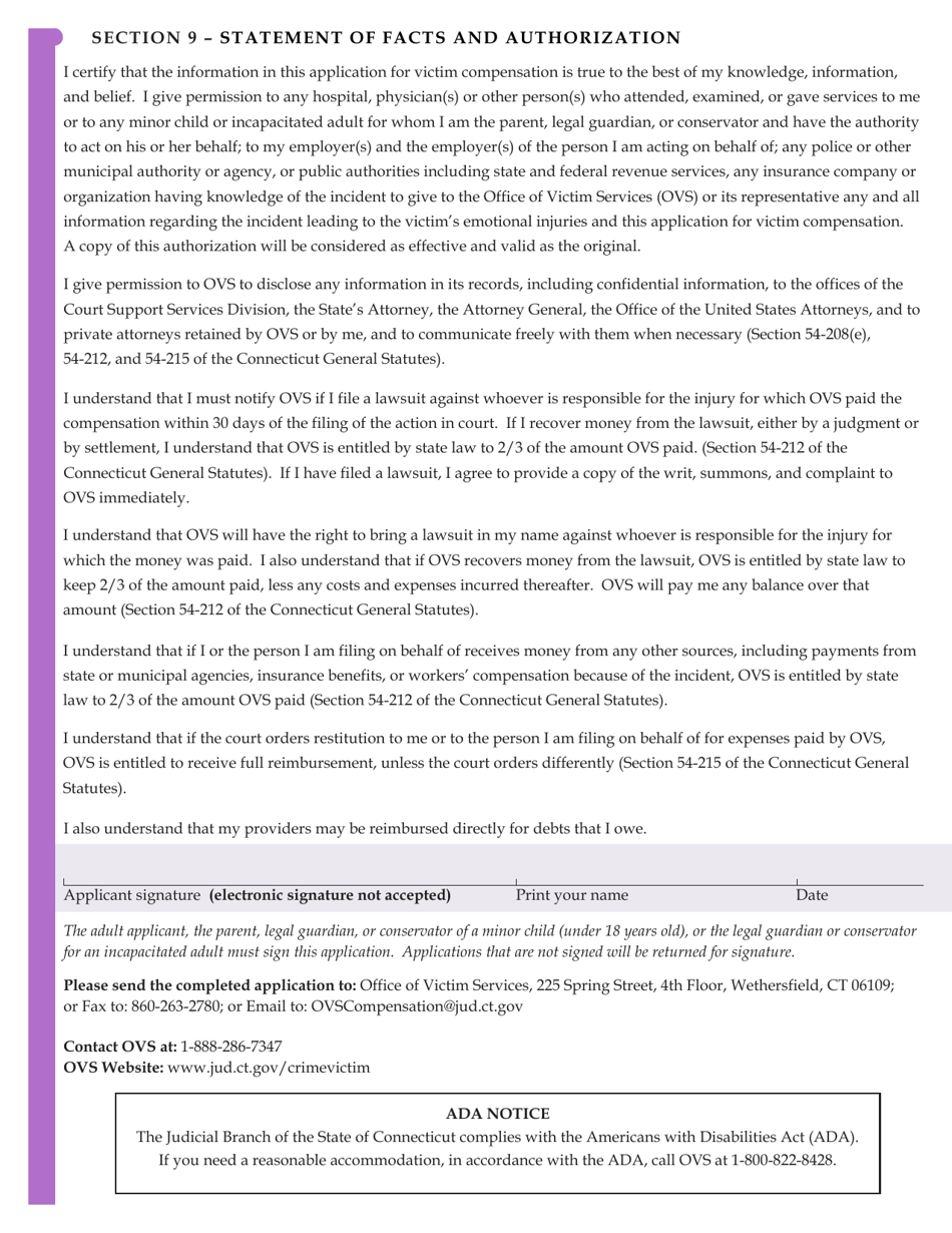 Form JD-VS-8EI Emotional Injury - Application - Connecticut, Page 4