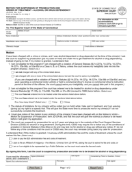 Form JD-CR-90 &quot;Motion for Suspension of Prosecution and Order of Treatment - Alcohol or Drug Dependency&quot; - Connecticut