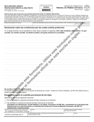 Document preview: Formulario JD-FM-138S Declaracion Jurada - Proteccion Frente Al Maltrato - Connecticut (Spanish)