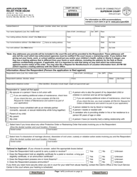 Form JD-FM-137 &quot;Application for Relief From Abuse&quot; - Connecticut