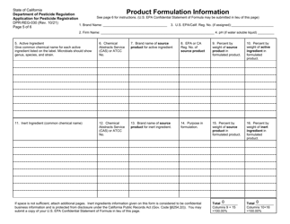Form DPR-REG-030 Application for Pesticide Registration - California, Page 5