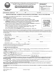 Form FDACS-13606 &quot;Application for Pest Control Employee-Identification Card&quot; - Florida