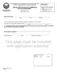 Form FDACS-13685 Limited Certification for Commercial Wildlife Management - Florida, Page 2
