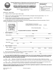 Form FDACS-13604 &quot;Limited Certification for Commercial Landscape Maintenance Personnel&quot; - Florida