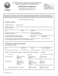 Form FDACS-13667 &quot;Notification of Fumigation&quot; - Florida