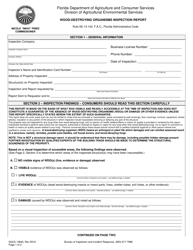 Form FDACS-13645 &quot;Wood-Destroying Organisms Inspection Report&quot; - Florida