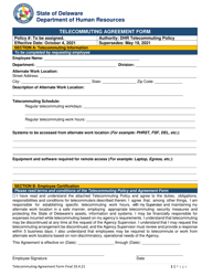 Telecommuting Agreement Form - Delaware